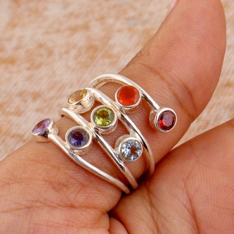 Unisex Wide Ring with Colorful Zirconia — Everyday Wear